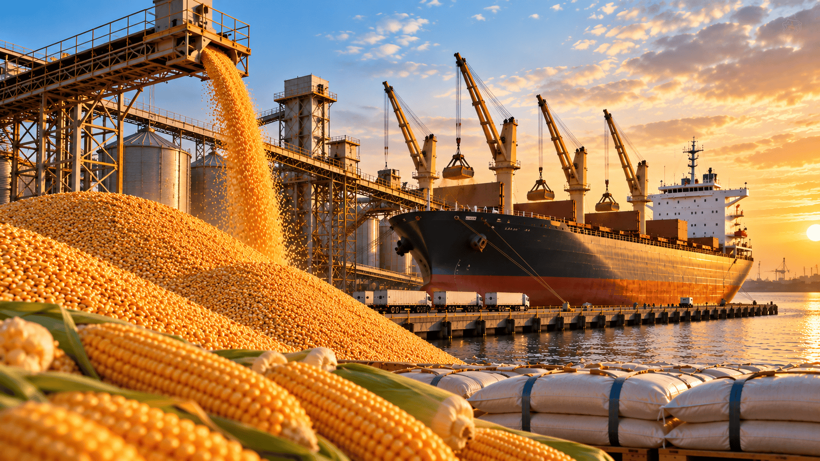 Market intelligence on global corn trade, covering production and harvest conditions, supply and demand, pricing benchmarks, export policies, major producing regions and trade flows, freight, logistics and factors affecting physical trade execution